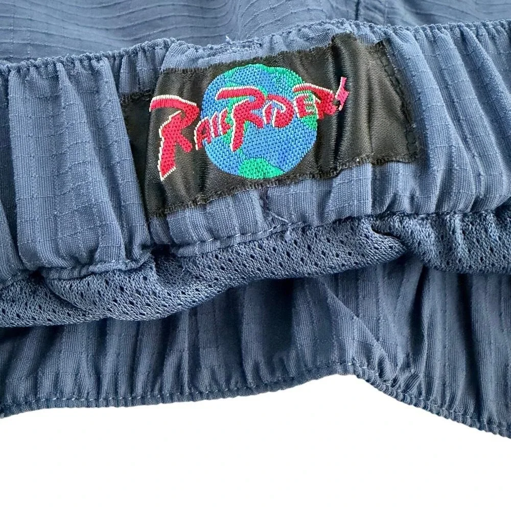 Rail Riders Shorts Mens Medium Blue‎ Ripstop Mesh Lined Brief Zip Pockets Hiking